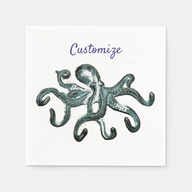 Serviette En Papier Tonnerre octopus bleu (Devant)