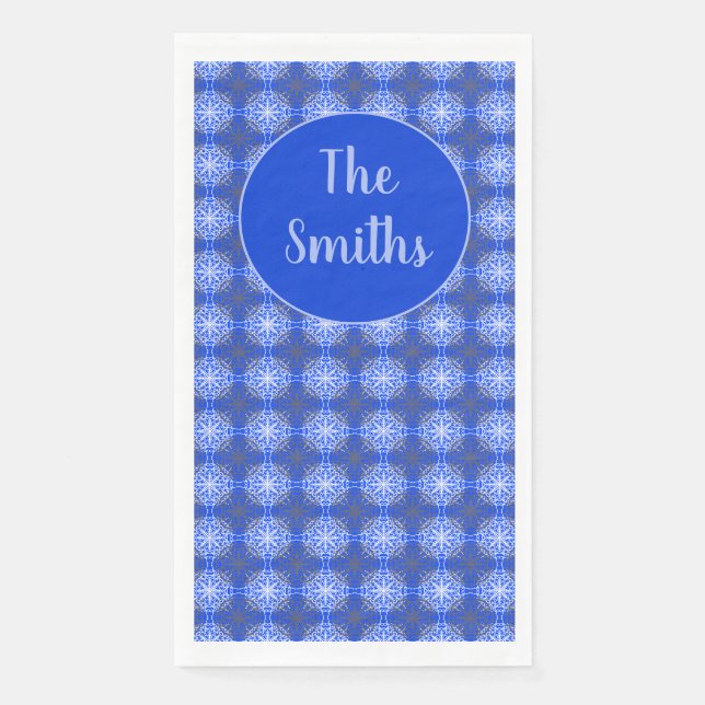 Serviette En Papier Tons de dentelle gris, bleu et blanc (Devant)