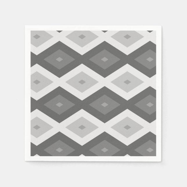 Serviette En Papier Tons de motif de diamant gris (Devant)