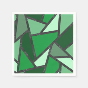 Serviette En Papier Tons de motif en vitrail vert