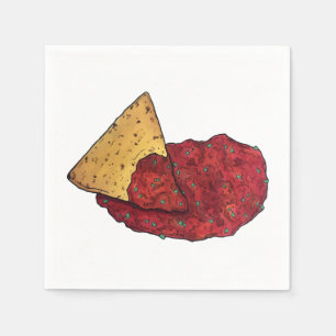 Serviette En Papier Tortilla Chips et tremper Tomate Salsa Mexicain