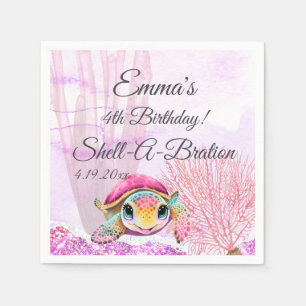 Serviette En Papier Tortue 4e anniversaire, sous la mer
