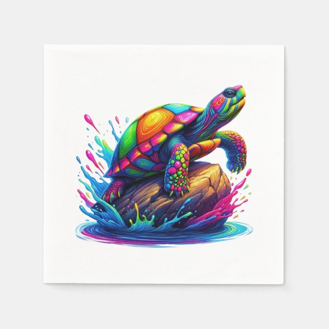 Serviette En Papier Tortue colorée (Devant)