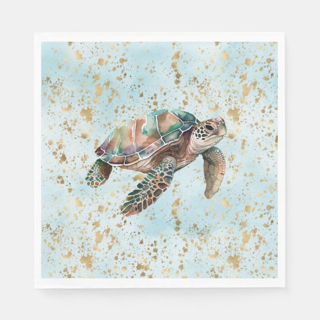 Serviette En Papier Tortue de mer Gold Dream (Devant)