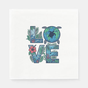 Serviette En Papier Tortue de mer Terre Tropical Amour