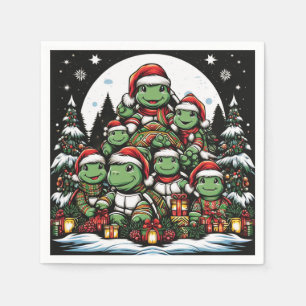Serviette En Papier Tortue est heureuse avec les cadeaux de Noël