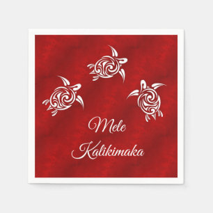 Serviette En Papier Tortues blanches Mele rouge Kalikimaka