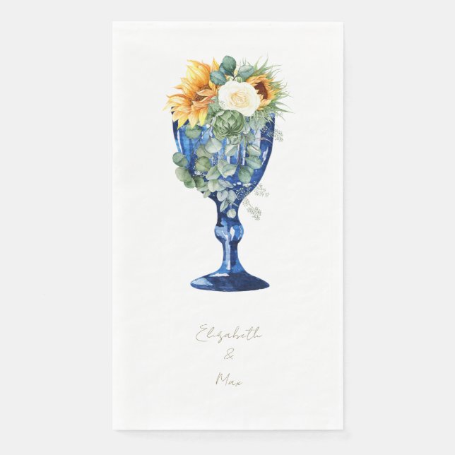 Serviette En Papier Toscan Sunflower Mariage Gold Texte (Devant)