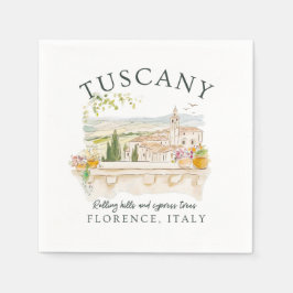 Serviette En Papier Toscane Italie - Florence Hills & Cypress Trees