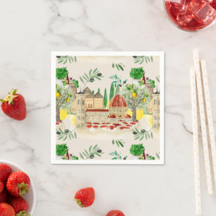 Serviette En Papier Toscane, Toscane, Italie, olives, citrons,