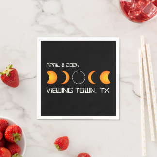 Serviette En Papier Total Solaire Eclipse 2024 Personnalisé Town State