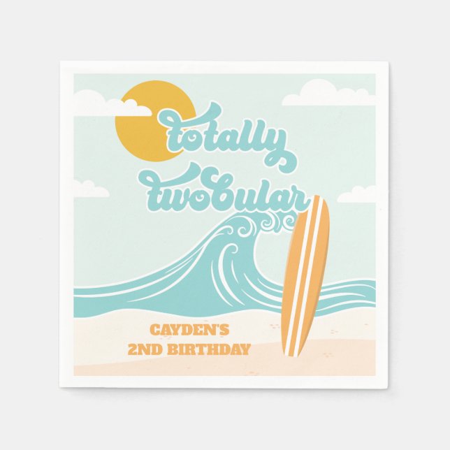 Serviette En Papier Totalement double ! Surf Beach 2e anniversaire (Devant)