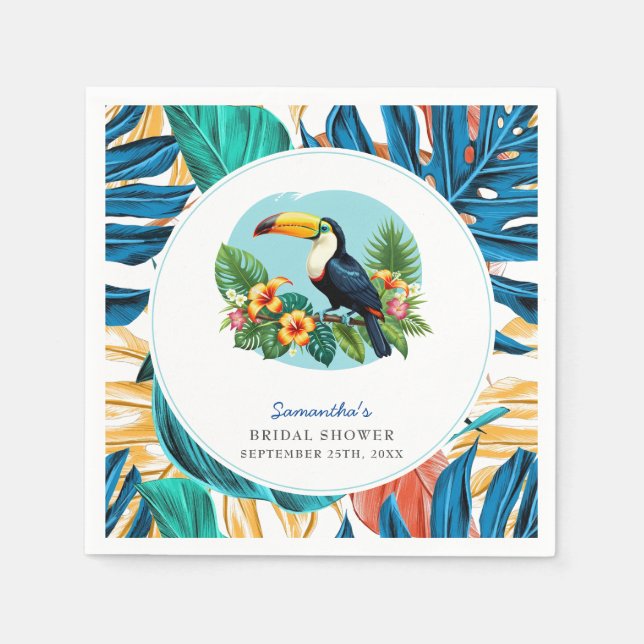 Serviette En Papier Toucan Fête de Mariage Été Forêt Tropicale (Devant)