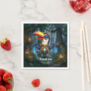 Serviette En Papier Toucan Steampunk éclairé par la lune.