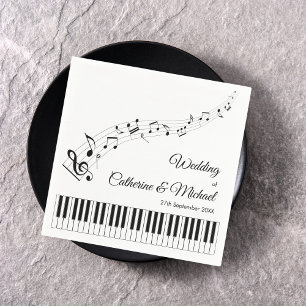 Serviette En Papier Touches de Piano Notes de Musique Mariage Noir & B