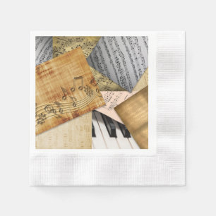 Serviette En Papier Touches de piano vintage antiques et partitions