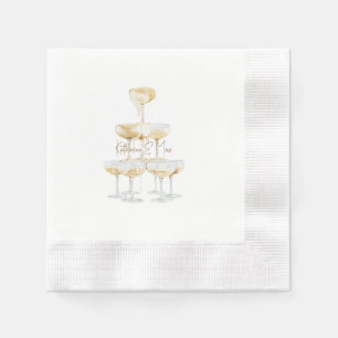 Serviette En Papier Tour Champagne Noms Personnalisés Mariage Coin