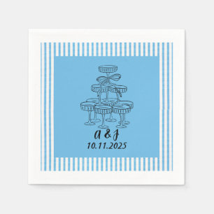 Serviette En Papier Tour de champagne bleu et blanc