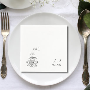 Serviette En Papier Tour de Champagne Monogramme Cocktail de Mariage P