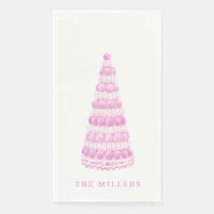 Serviette En Papier Tour de macarons roses personnalisée