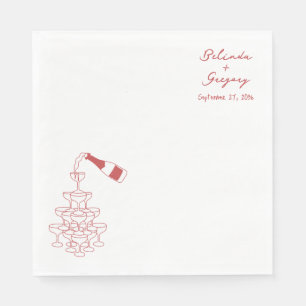Serviette En Papier Tour de vin mousseux personnalisé Doodles Mariage
