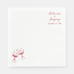 Serviette En Papier Tour de vin pétillant personnalisé Doodles Mariage