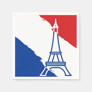 Serviette En Papier Tour Eiffel Couleurs Drapeau Français