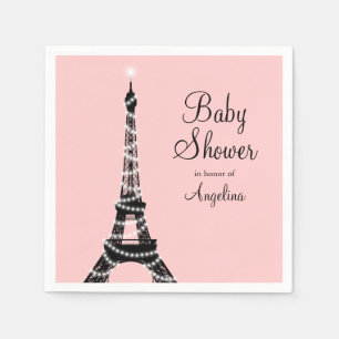 Serviette En Papier Tour Eiffel Éclairage Baby shower Napkin