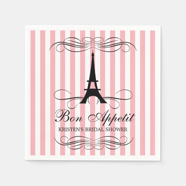 Serviette En Papier Tour Eiffel Paris | FÊTE DES MARIÉES (Devant)