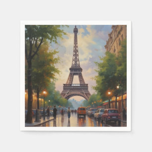 Serviette En Papier Tour Eiffel Paris Travel Vintage Retro Art