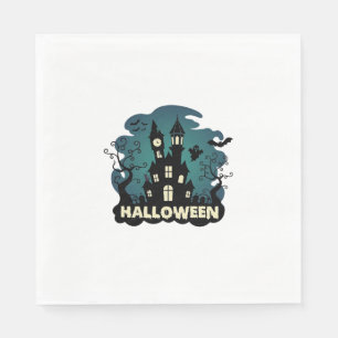 Serviette En Papier Tour horloge chauves-souris fantôme de maison hant