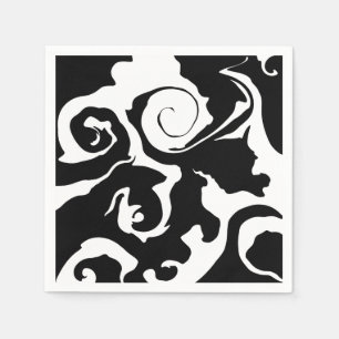 Serviette En Papier Tourbillon noir et Marbre blanc moderne