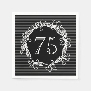 Serviette En Papier Tourbillonnant gris noir blanc du soixante-dixièm
