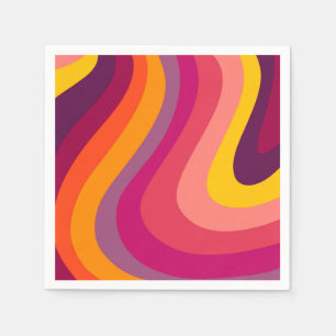 Serviette En Papier Tourbillons rétro - coucher de soleil