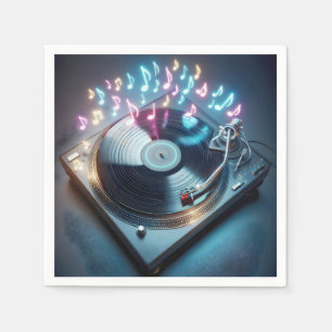 Serviette En Papier Tourne-disque stéréo avec notes néon