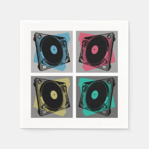Serviette En Papier Tourne-disques d'art pop rétro