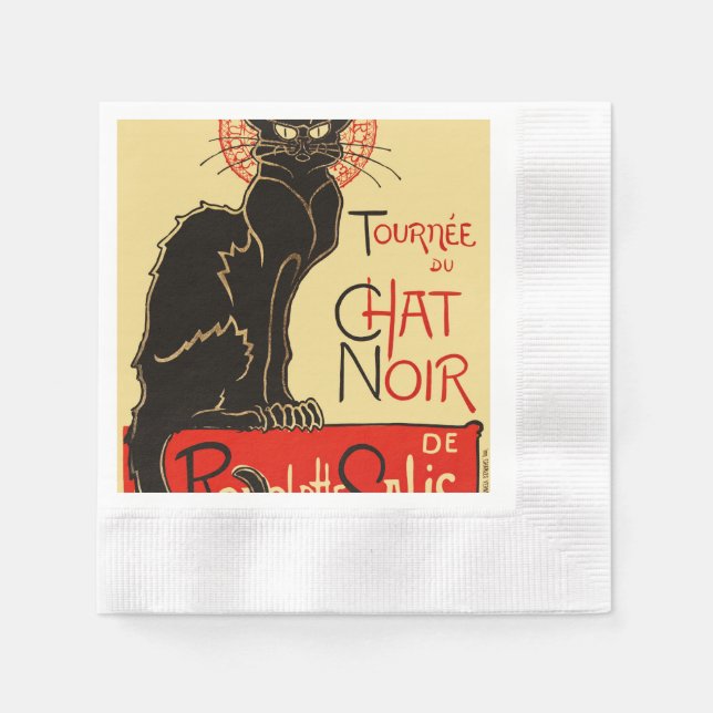 Serviette En Papier Tournée du Conversation Noir Art Nouveau (Devant)