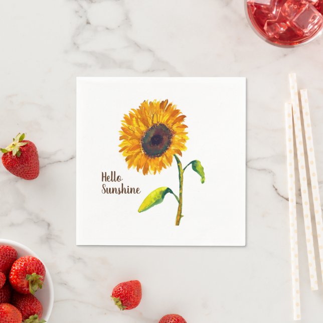 Serviette En Papier Tournesol aquarelle (En situation)