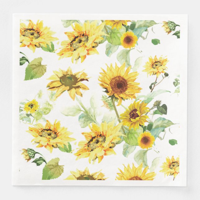 Serviette En Papier Tournesol aquarelle (Devant)