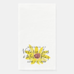 Serviette En Papier Tournesol aquarelle floral sauvage jaune mariage