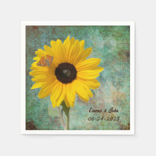 Serviette En Papier Tournesol avec Cocktail Mariage papillon