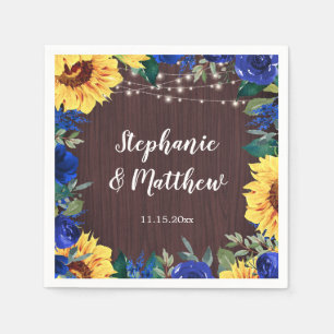 Serviette En Papier Tournesol bleu Rose Rustique Mariage papier Napkin