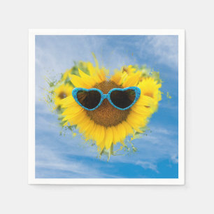 Serviette En Papier Tournesol Cœur Abstrait sur Ciel 