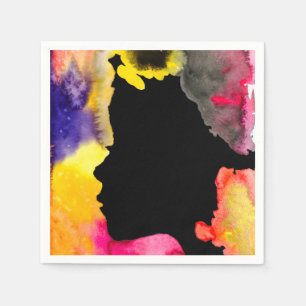 Serviette En Papier Tournesol dame silhouette aquarelle art