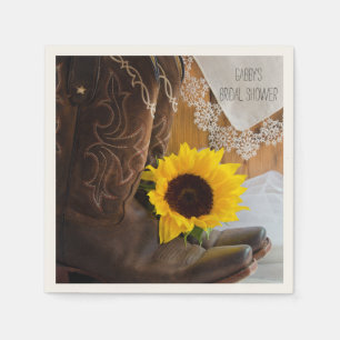 Serviette En Papier Tournesol et dentelle Fête des mariées occidentale