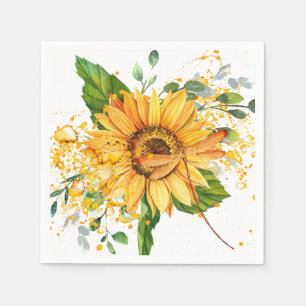 Serviette En Papier Tournesol et libellule éclaboussure automne