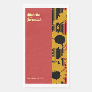 Serviette En Papier Tournesol été or rouge mariage