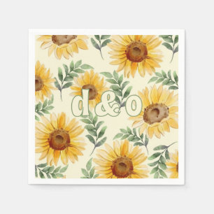 Serviette En Papier Tournesol Eucalyptus Floral Mariage botanique