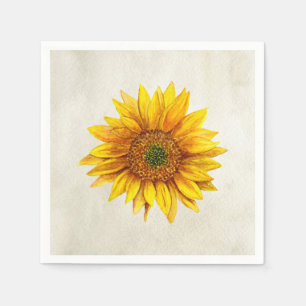 Serviette En Papier Tournesol. Fleur rustique. Fleur jaune pays
