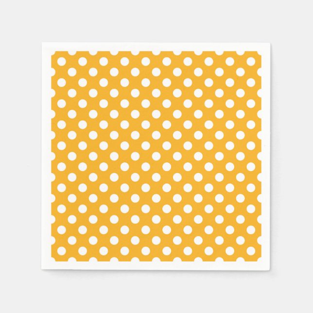 Serviette En Papier Tournesol jaune et blanc brillant Pois (Devant)